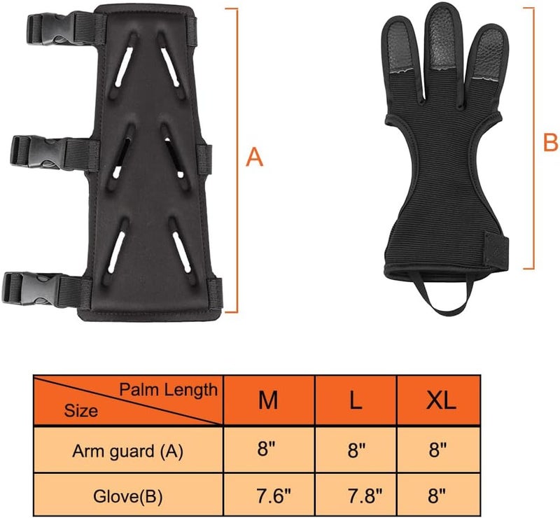KRATARC Archery Lightweight Finger Tab Gloves & Arm Guard Adjustable Arm Protector for Hunting Target Shooting Accessory Recurve Bow Compound Bow - Image 4